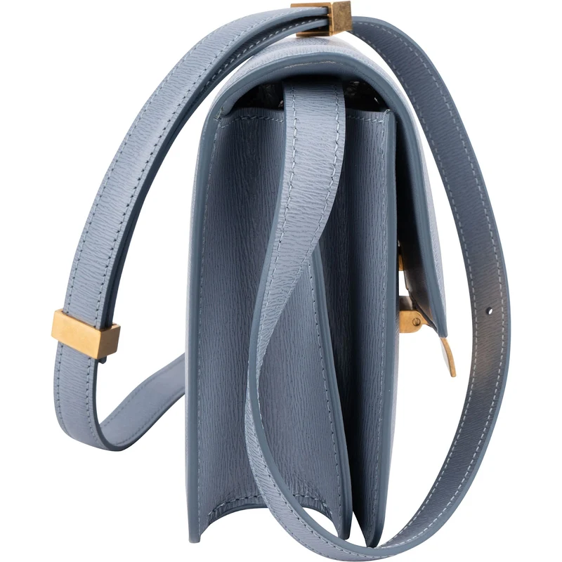 Celine Blue Grained Calfskin Classic Box Small Crossbody Bag