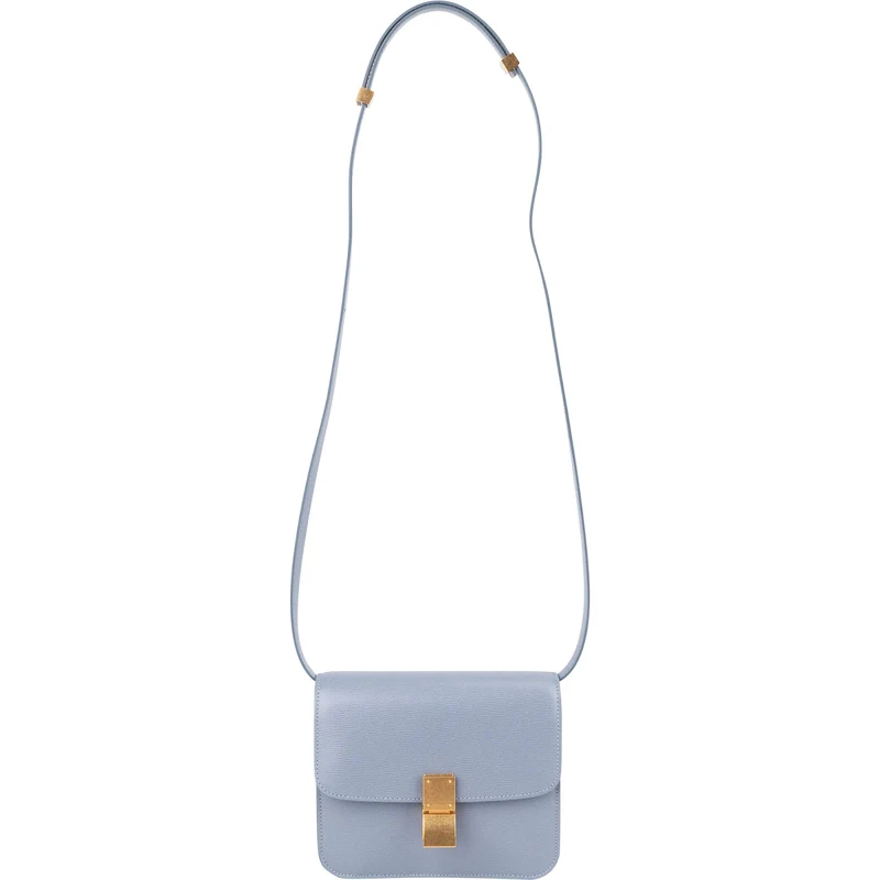 Celine Blue Grained Calfskin Classic Box Small Crossbody Bag