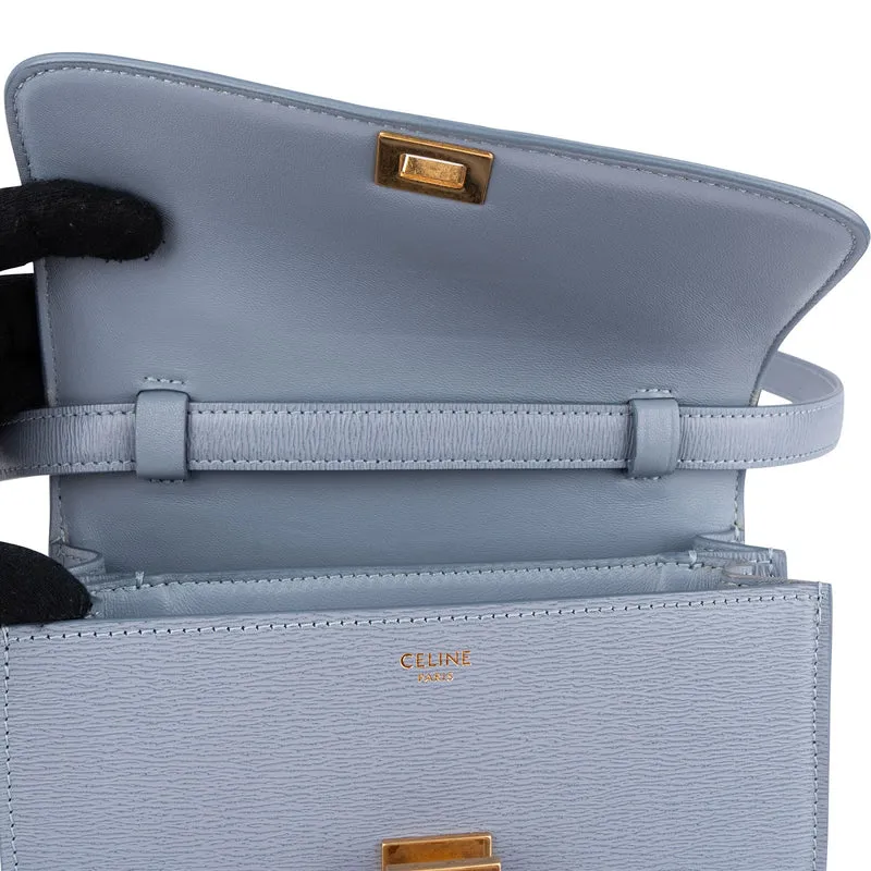 Celine Blue Grained Calfskin Classic Box Small Crossbody Bag