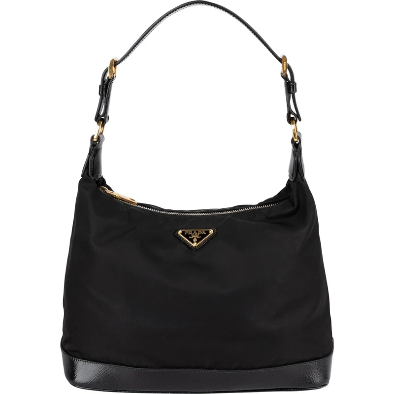 Prada Tessuto Saffiano Lux Leather Triangle Hobo Shoulder Bag