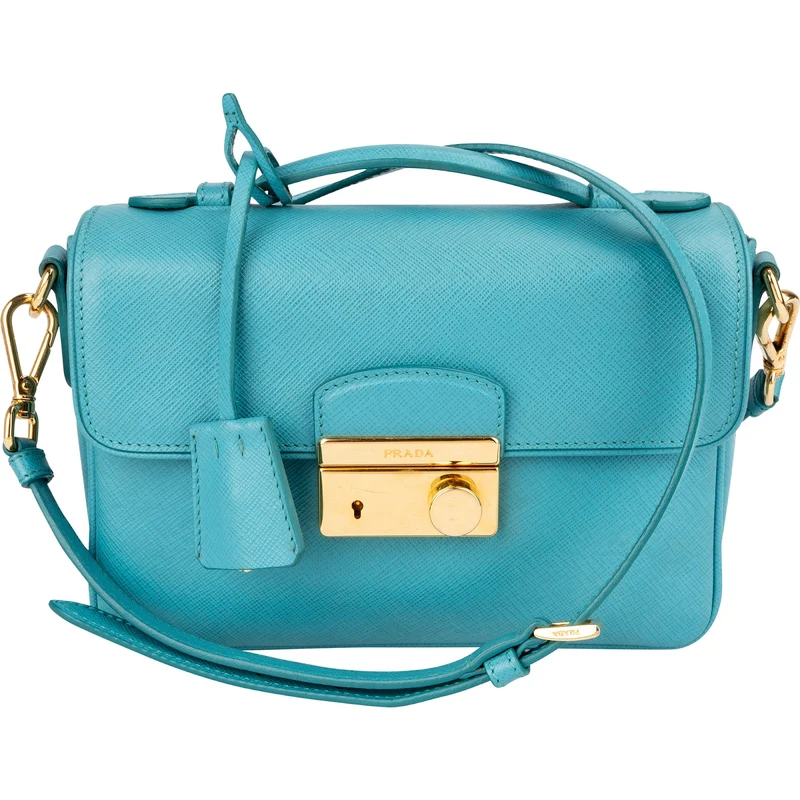Prada Saffiano Lux Leather Lock Crossbody Handbag