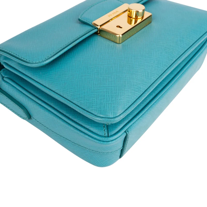 Prada Saffiano Lux Leather Lock Crossbody Handbag