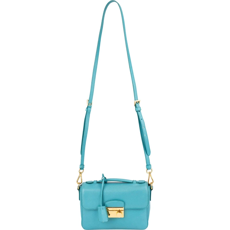 Prada Saffiano Lux Leather Lock Crossbody Handbag