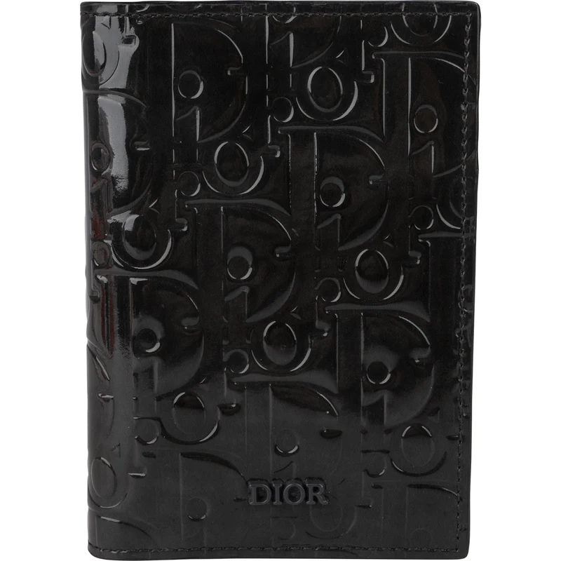Christian Dior Oblique Monogram Patent Leather Galaxy Bifold Card Holder