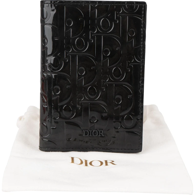 Christian Dior Oblique Monogram Patent Leather Galaxy Bifold Card Holder