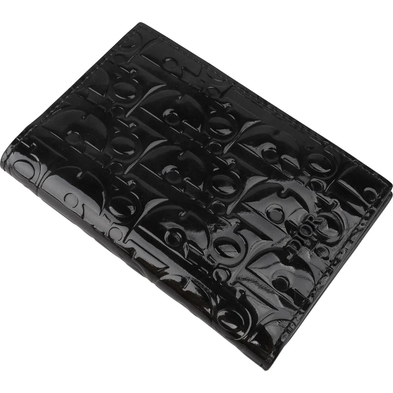 Christian Dior Oblique Monogram Patent Leather Galaxy Bifold Card Holder