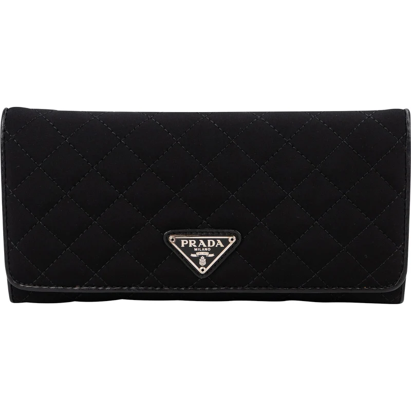 Prada Black Quilted Tessuto Triangle Wallet