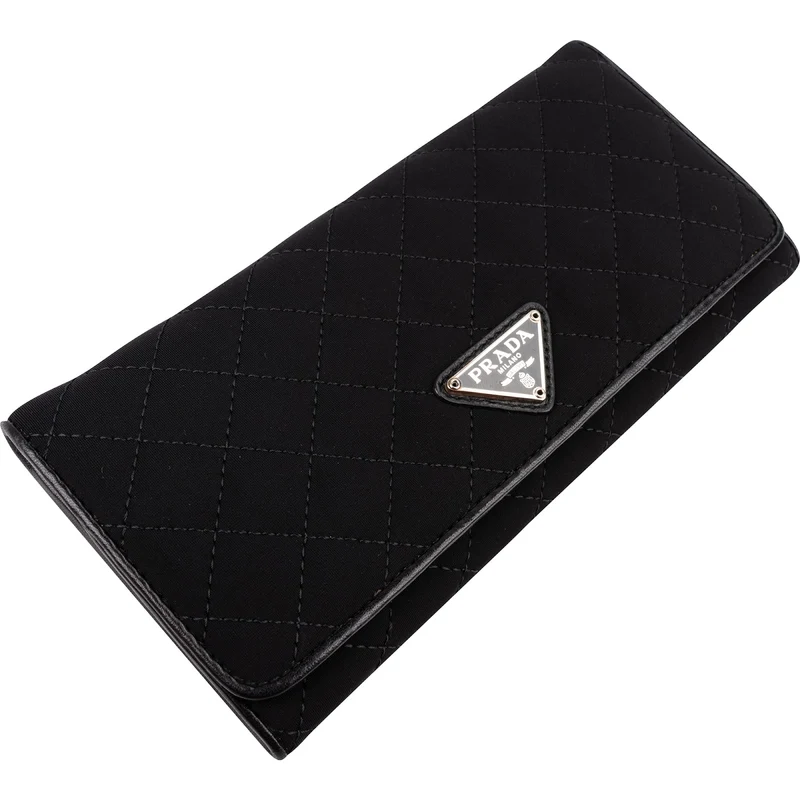 Prada Black Quilted Tessuto Triangle Wallet