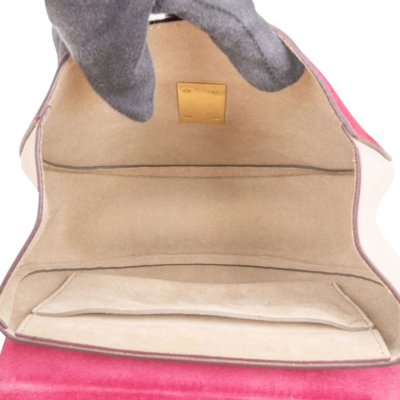 Chloé Suede Leather Bicolor Drew Crossbody Bag