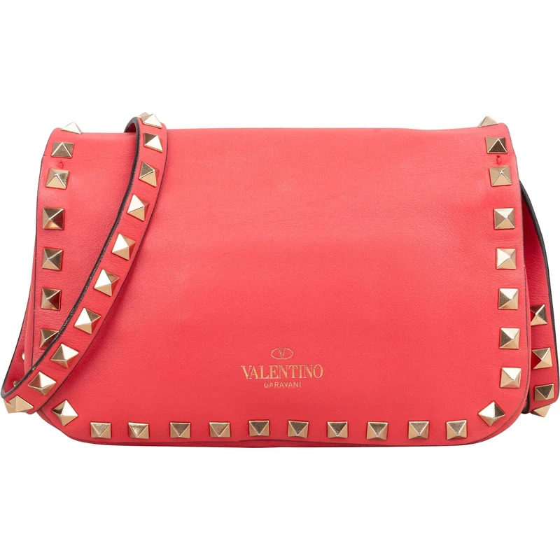 Valentino Garavani Pink Leather Rockstud Flap Crossbody Bag