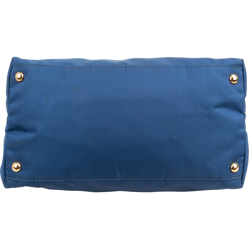 Prada Blue Tessuto Saffiano Triangle Tote Crossbody Handbag