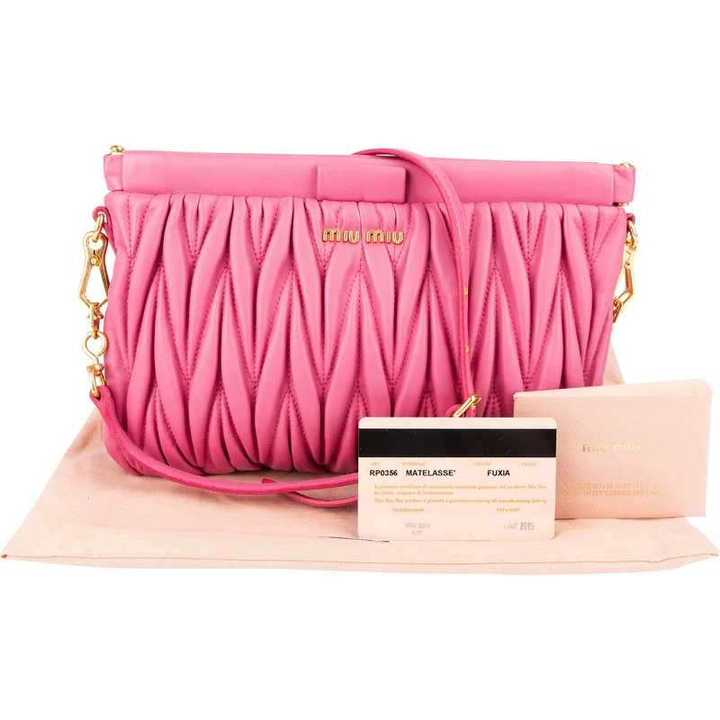 Miu Miu Matelassé Nappa Leather Clutch Crossbody Bag
