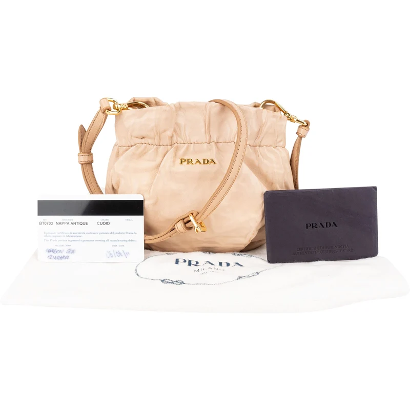 Prada Crinkled Nappa Leather Bucket Mini Crossbody Bag