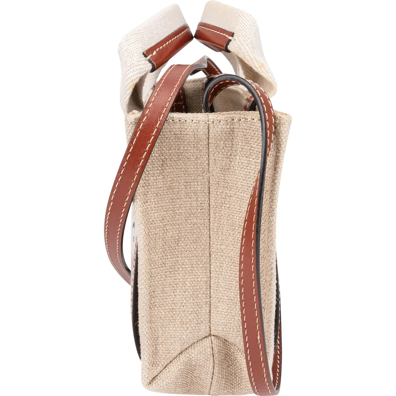 Chloé Canvas Mini Woody Tote Crossbody Handbag