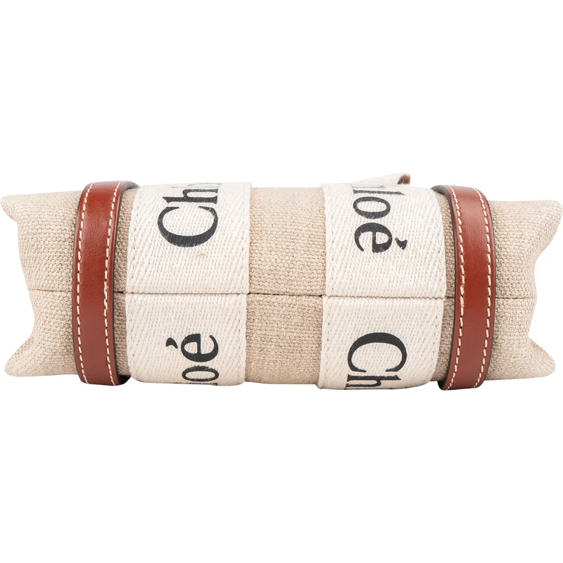 Chloé Canvas Mini Woody Tote Crossbody Handbag
