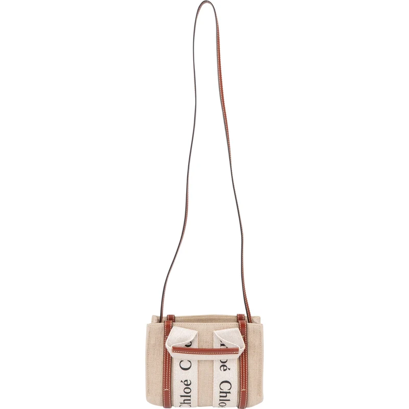 Chloé Canvas Mini Woody Tote Crossbody Handbag