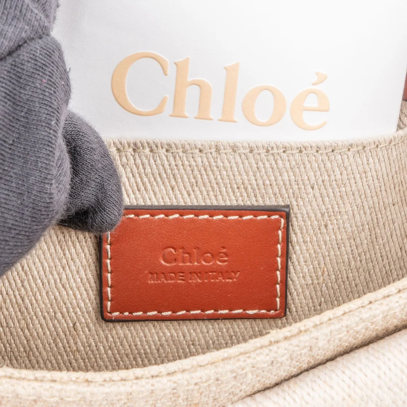 Chloé Canvas Mini Woody Tote Crossbody Handbag
