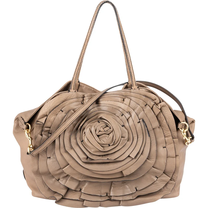 Valentino Garavani Leather Rose Large Tote Shoulder Bag