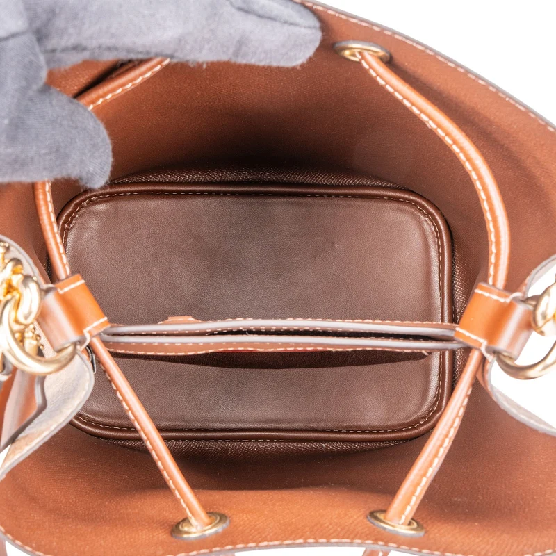 Coach Monogram Signature Canvas Small Drawstring Bucket Crossbody Bag