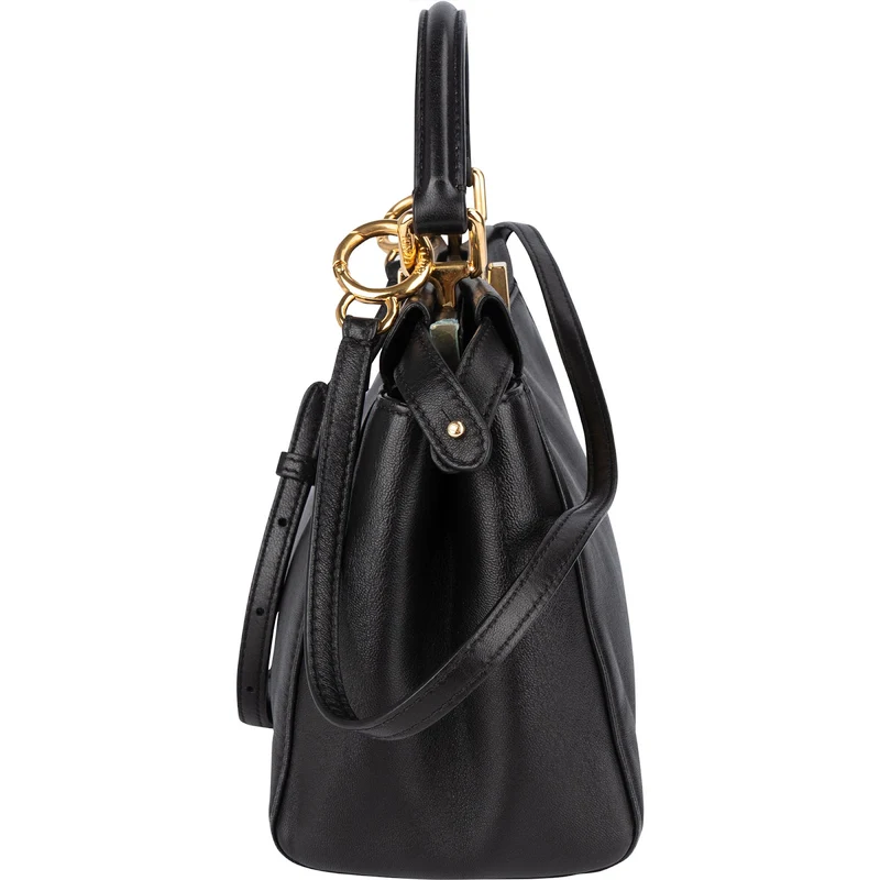 Fendi Black Leather Mini Peekaboo Handbag