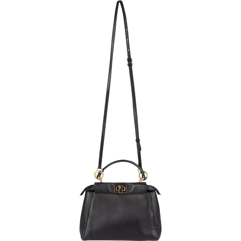 Fendi Black Leather Mini Peekaboo Handbag
