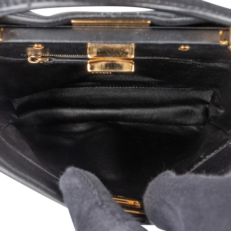 Fendi Black Leather Mini Peekaboo Handbag