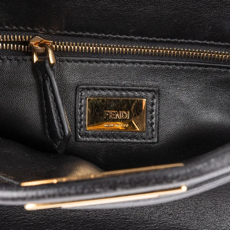 Fendi Black Leather Mini Peekaboo Handbag