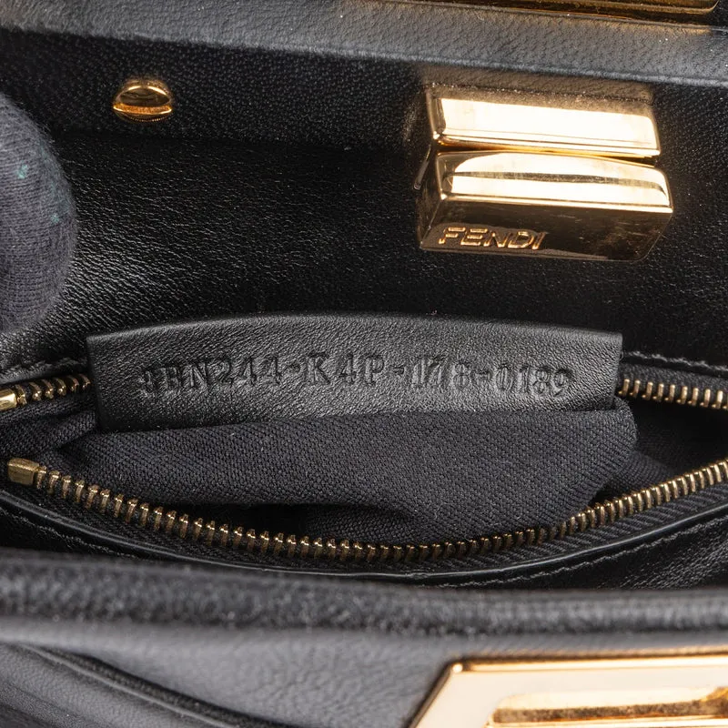 Fendi Black Leather Mini Peekaboo Handbag