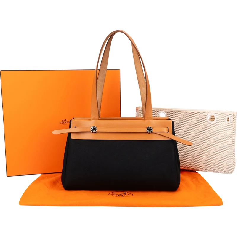 Hermès Canvas Leather Cabas PM Shoulder Bag