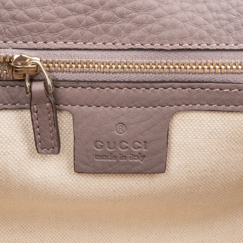 Gucci Lilac Pebbled Leather New Bamboo Top Handle Handbag