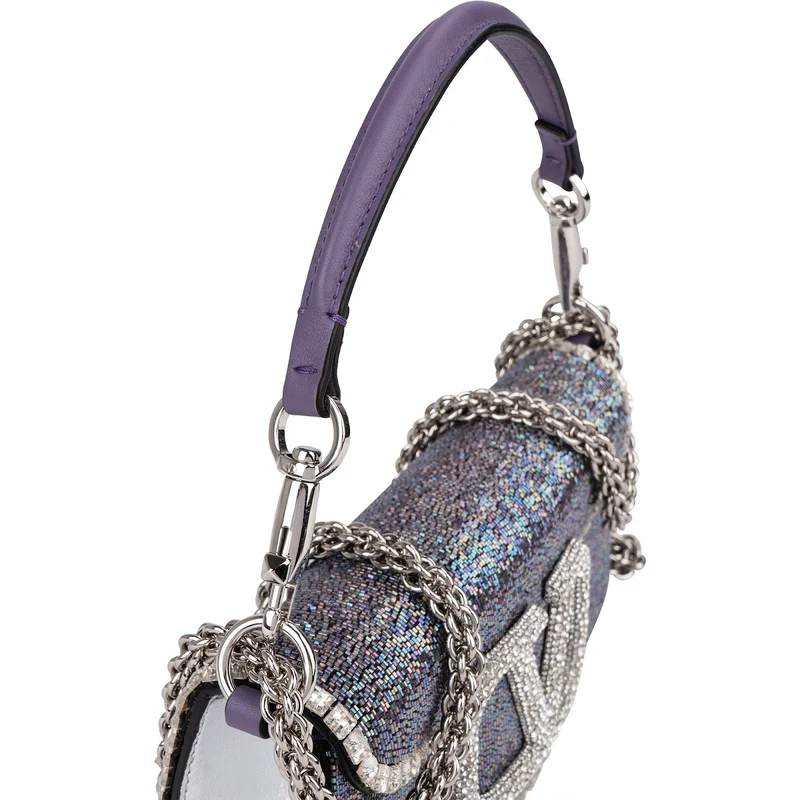 Valentino Garavani Crystal Embellished VLogo Signature Crossbody Handbag