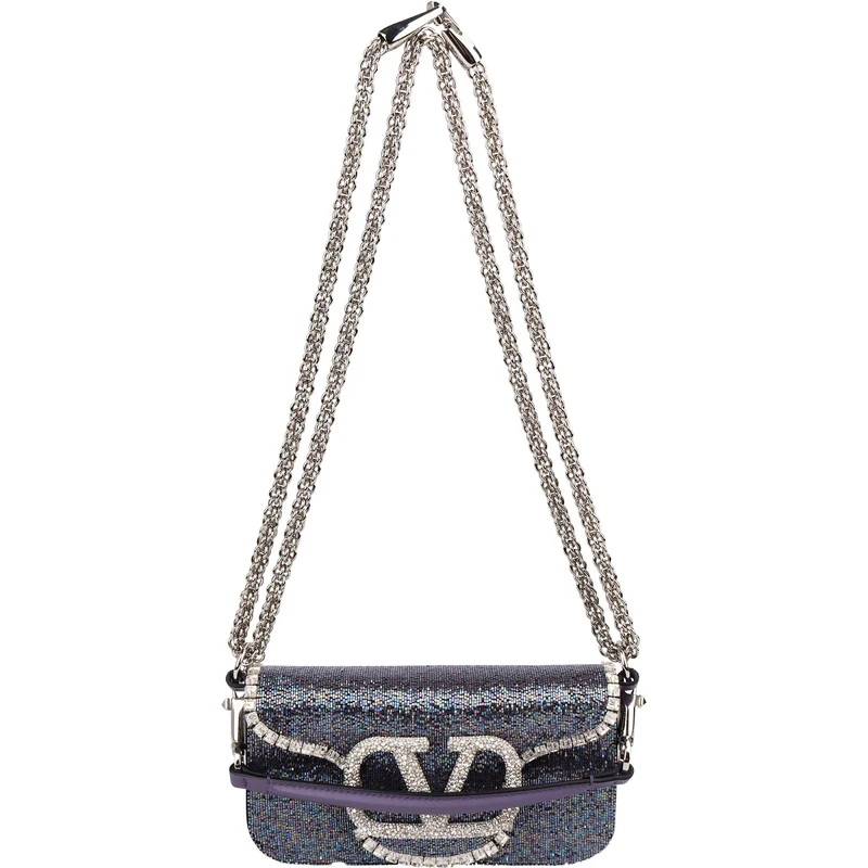Valentino Garavani Crystal Embellished VLogo Signature Crossbody Handbag