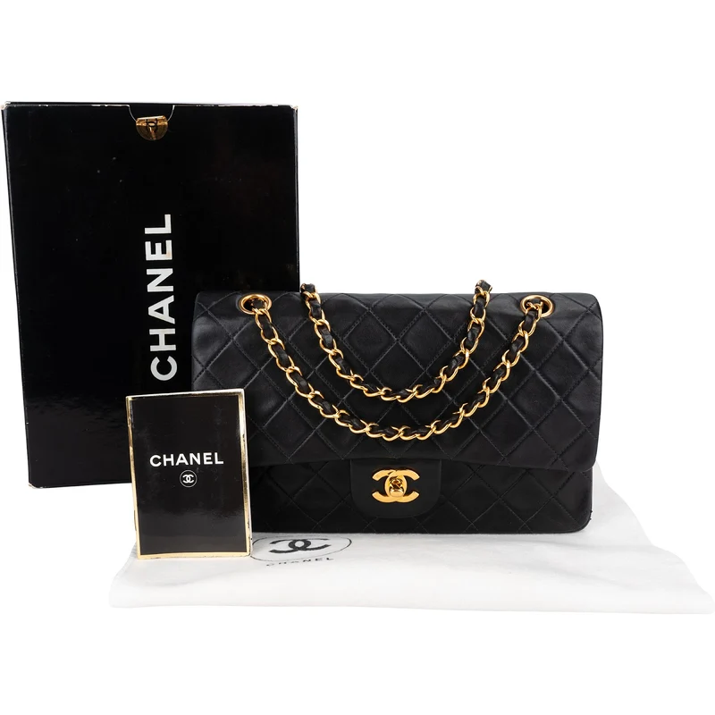 Chanel Quilted Lambskin 24K Gold Medium Double Flap Shoulder Bag
