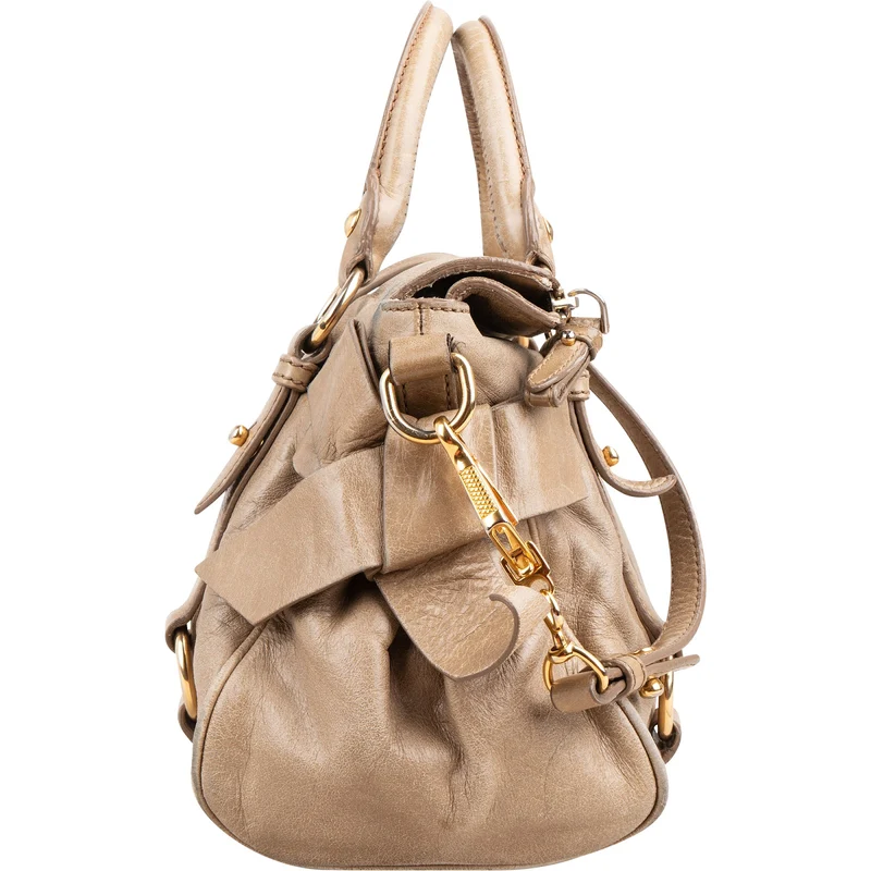 Miu Miu Vitello Lux Leather Bow Small Satchel Handbag