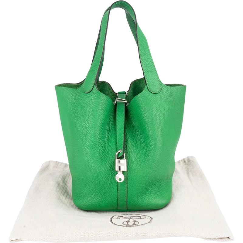 Hermès Green Taurillon Clemence Picotin Lock 22 (MM) Handbag