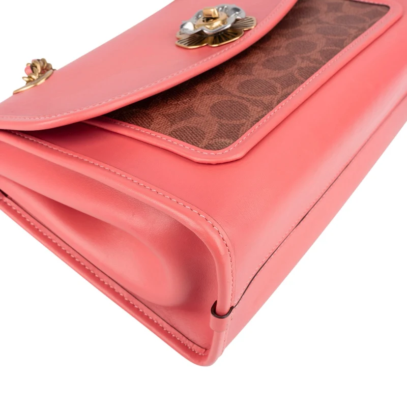 Coach Monogram Signature Canvas Parker Camellia Turnlock Crossbody Bag