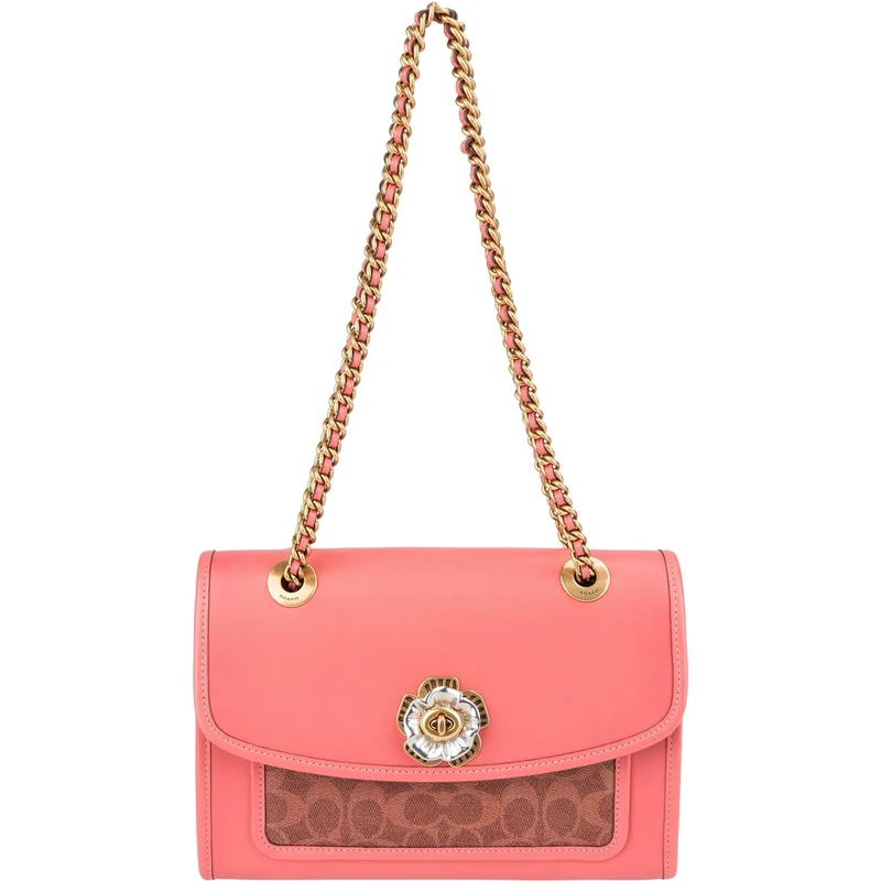 Coach Monogram Signature Canvas Parker Camellia Turnlock Crossbody Bag