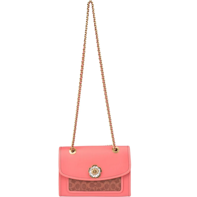 Coach Monogram Signature Canvas Parker Camellia Turnlock Crossbody Bag