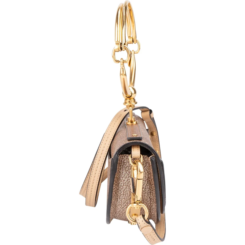 Chloé Metallic Grained Leather Nile Bracelet Minaudière Crossbody Handbag