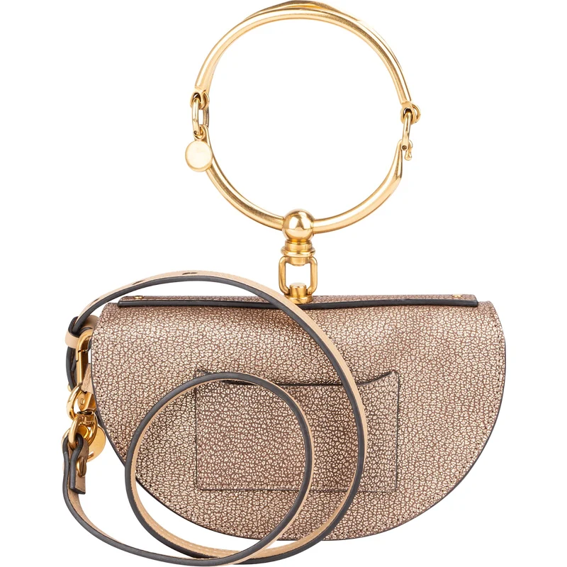 Chloé Metallic Grained Leather Nile Bracelet Minaudière Crossbody Handbag