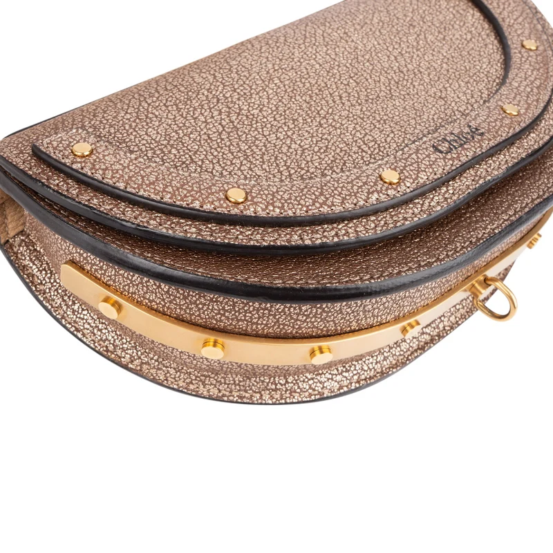 Chloé Metallic Grained Leather Nile Bracelet Minaudière Crossbody Handbag