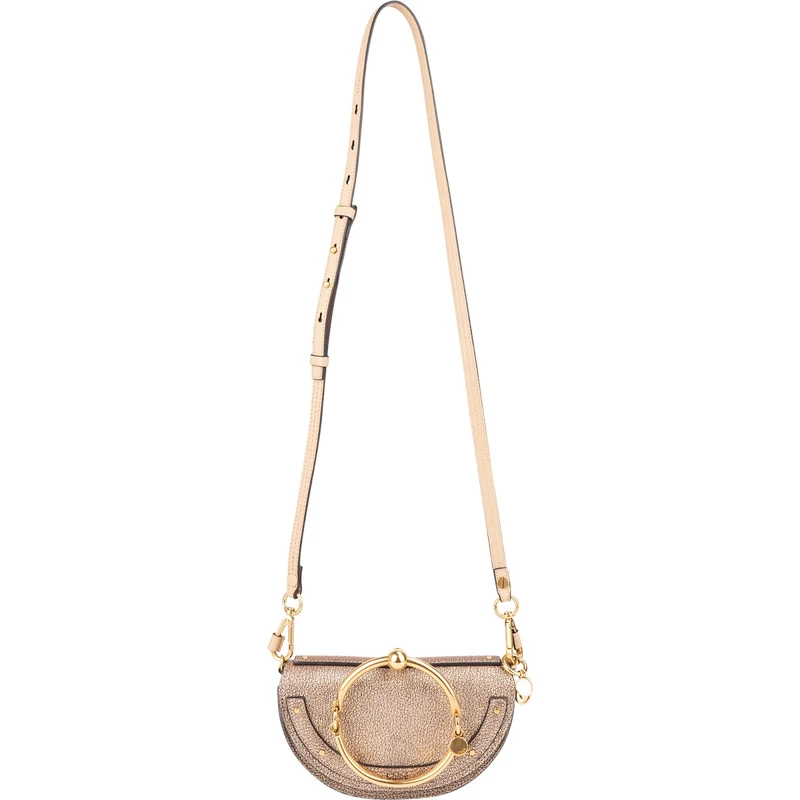 Chloé Metallic Grained Leather Nile Bracelet Minaudière Crossbody Handbag