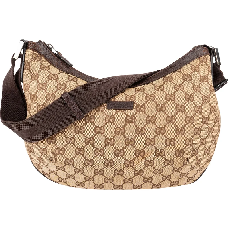 Gucci Monogram GG Canvas Crescent Messenger Crossbody Bag