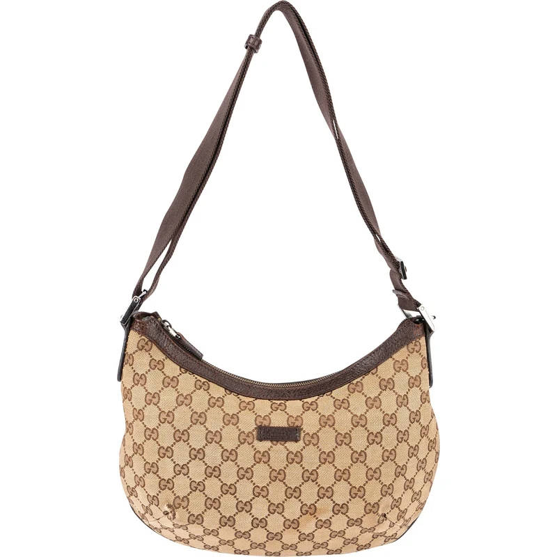 Gucci Monogram GG Canvas Crescent Messenger Crossbody Bag