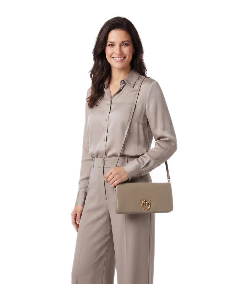 Pinko Click Soft Classic Umhängetasche grigio talpa/antique gold