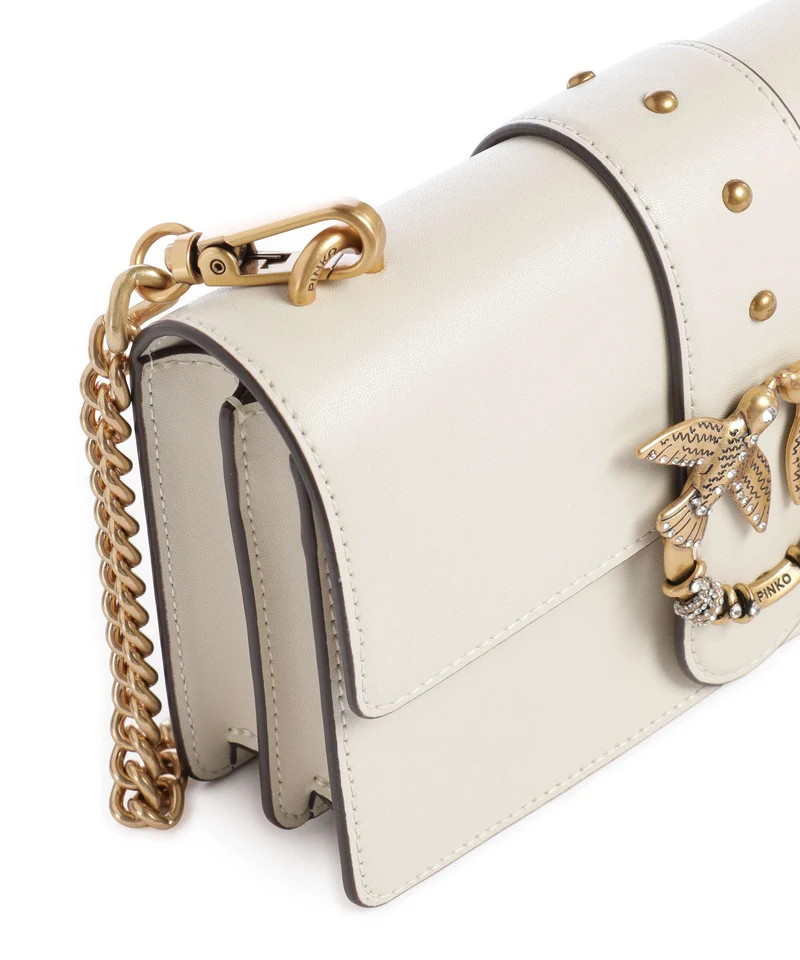 Pinko Love One Mini New Buckle Umhängetasche bianco seta/antique gold