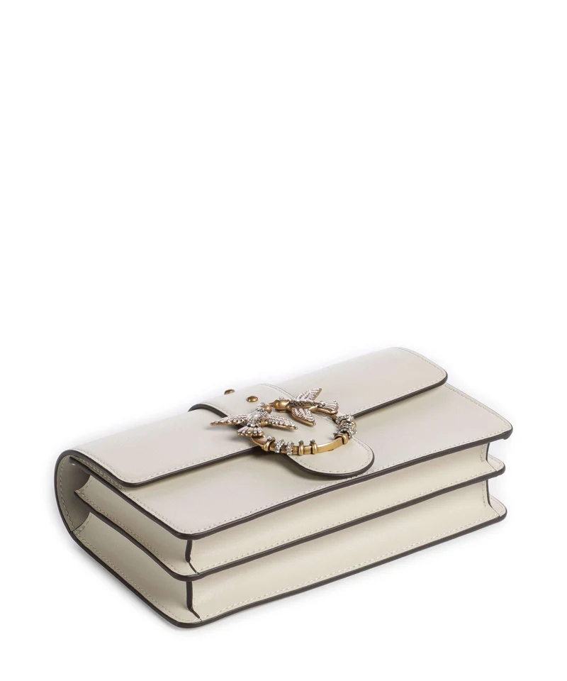 Pinko Love One Mini New Buckle Umhängetasche bianco seta/antique gold