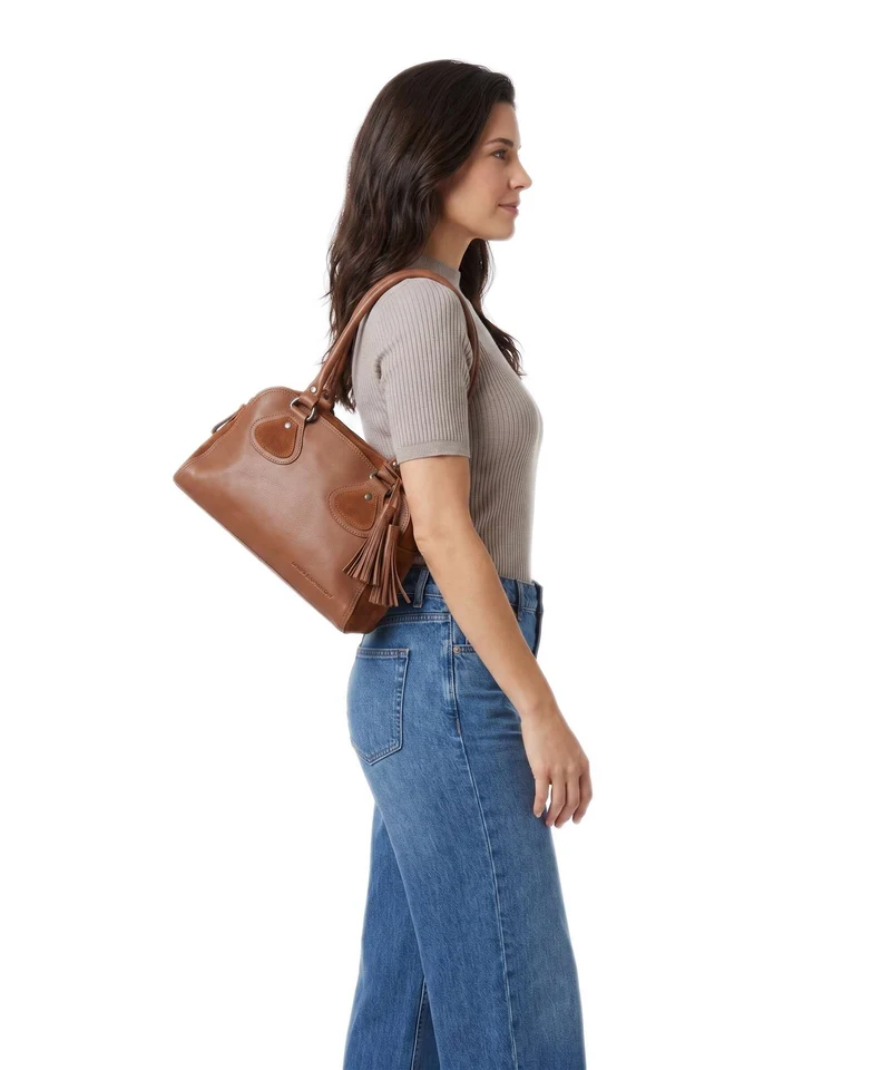 Spikes & Sparrow Suede Mix Sienna Schultertasche mocca