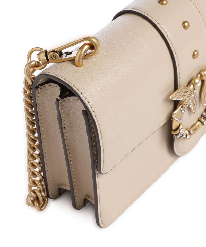 Pinko Love One Mini New Buckle Umhängetasche beige/grigio fumo/antique gold