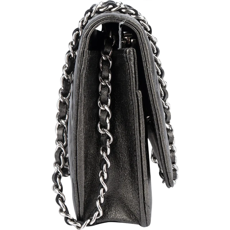 Chanel Quilted Metallic Lambskin Leather Wallet On Chain Crossbody Bag